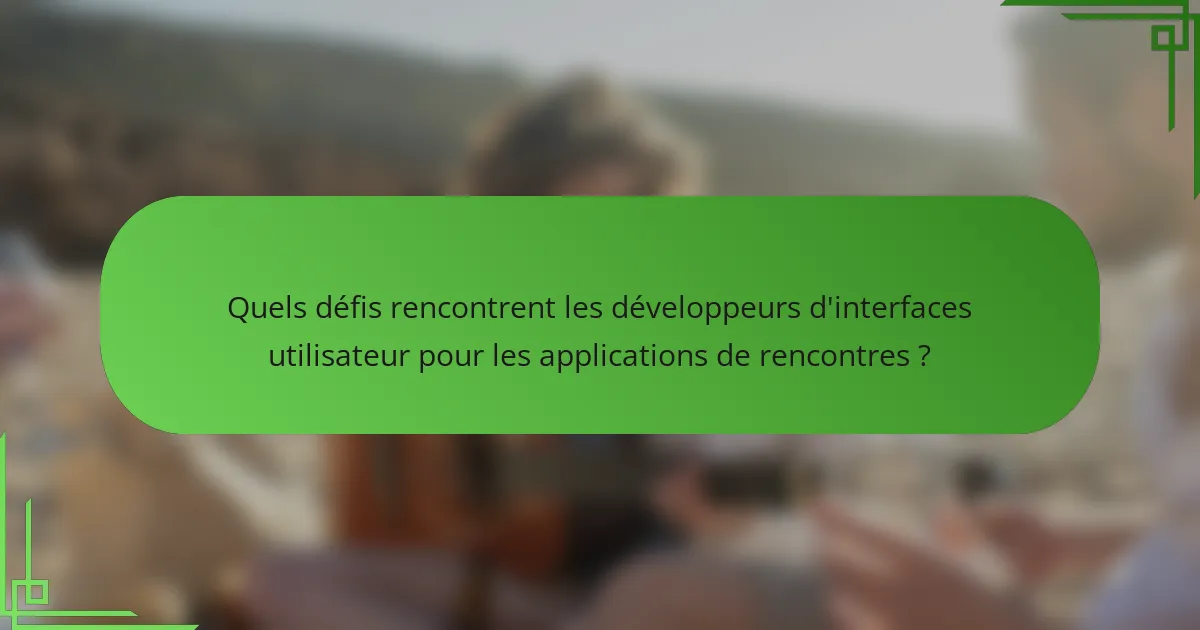 Quels défis rencontrent les développeurs d'interfaces utilisateur pour les applications de rencontres ?