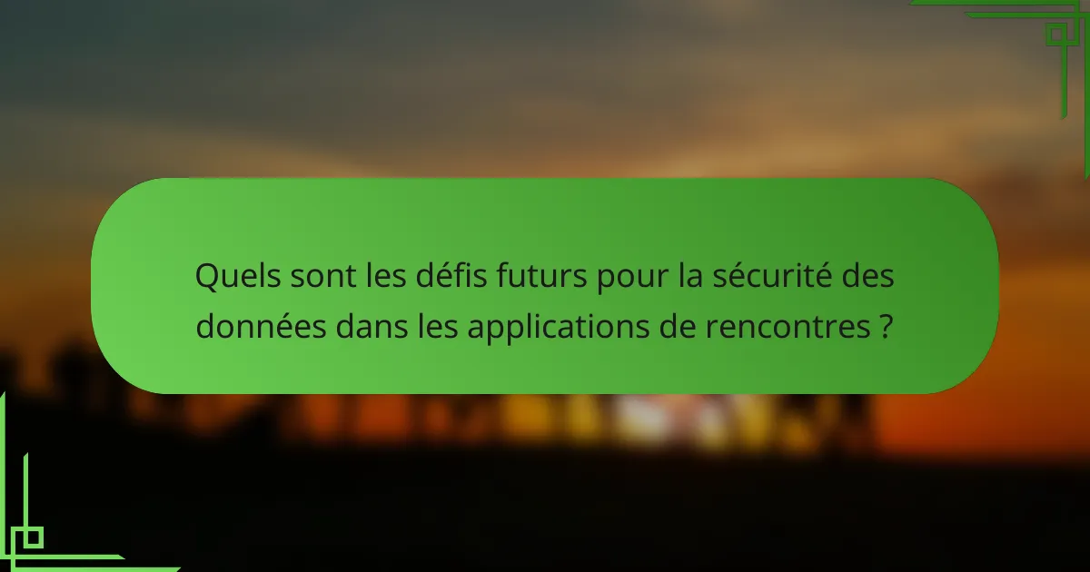 Quels sont les défis futurs pour la sécurité des données dans les applications de rencontres ?